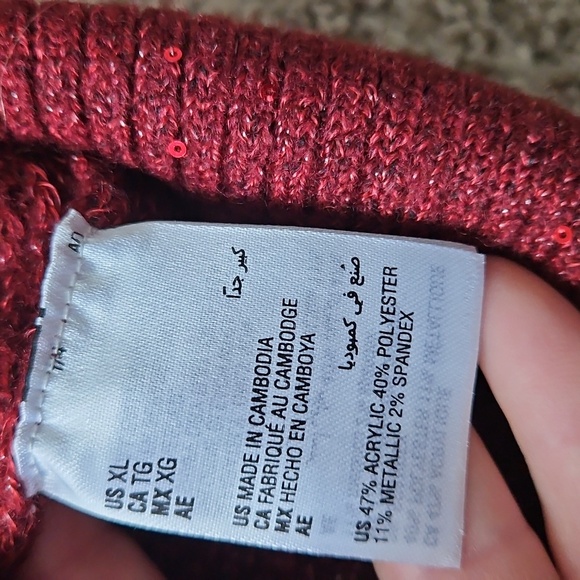 I.N.C. International Concepts Red Sweater With Subtle Red Sequin Detailing, XL - Picture 5 of 7